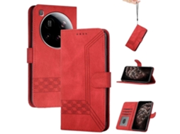 Capa De Couro Flip Com Textura De Pele Cúbica Para Xiaomi 15 Ultra