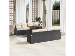 Vidaxl Conjunto De Sofá De Jardim 7 Unid. Preto E Creme