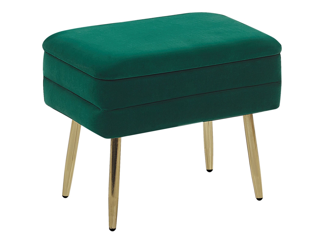 Banco Em Veludo Com Pés Dourados Elegantes Beliani Odessa De Veludo Verde Escuro 49x34x43