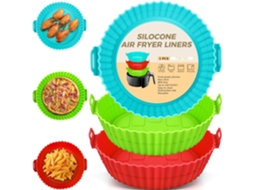 Conjunto De 3 Forros Silicone Para Fritadeira Elétrica, 20cm, Reutilizáveis, Qualidade Alimentar, Resistentes À Gordura.