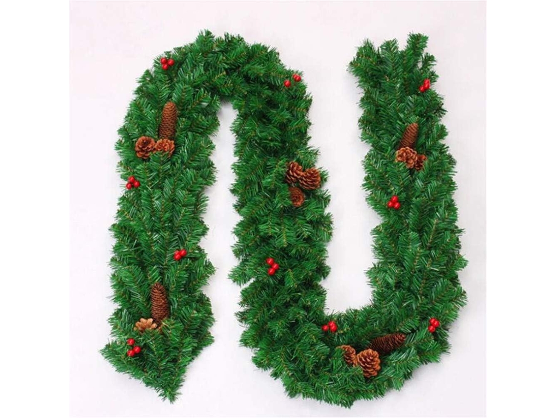 Guirlanda de pinheiro verde para pendurar, decoração com pinhas para porta, interior e exterior, ornamento para casa. 2 unidades.