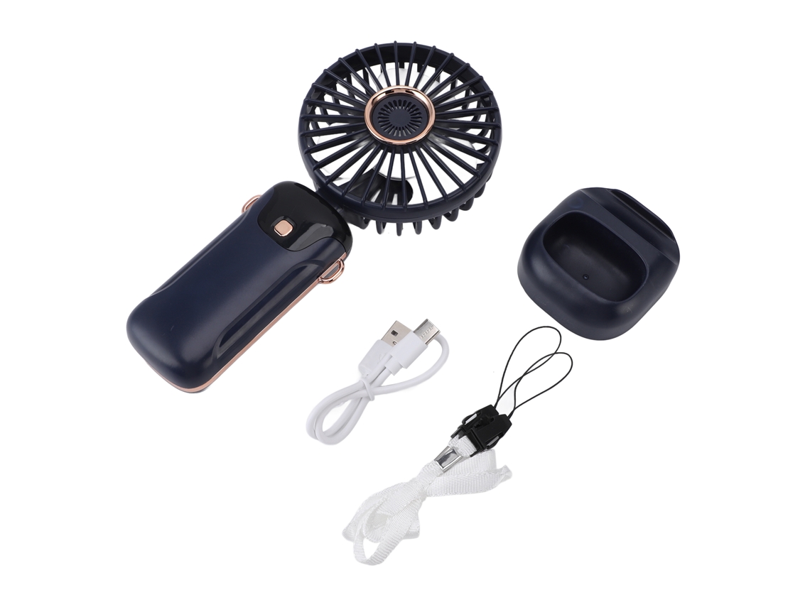 Ventilador Portátil Usb Recarregável 5 Velocidades Azul