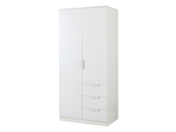 Roupeiro Eiselfing Mdf 176x80x52 Cm Branco [EN.CASA] (2 Portas 1 Bengaleiro 4 Compartimentos 3 Gavetas)