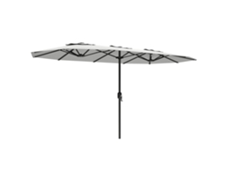 Chapéu De Sol Duplo 4,6x2,6 M Chapéu De Sol De Exterior Com Manivela Manual Proteção Uv50+ Capa Protetora Branco