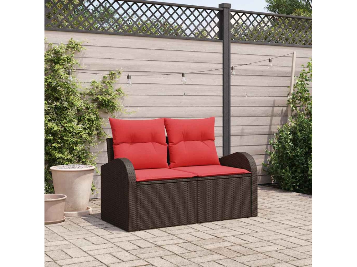 Vidaxl Sofá De Jardim Castanho 124 X 62 X 85cm Vime Pe