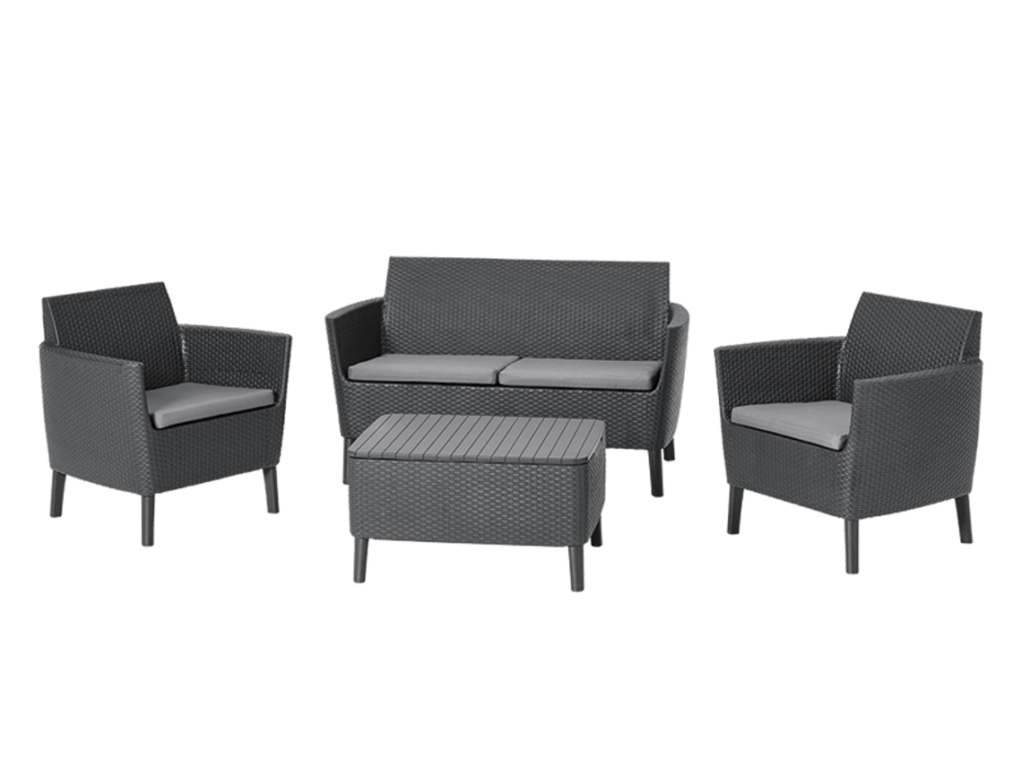 KETER 253220 Conjunto de Exterior de 4 Lugares Salemo Antracite