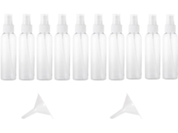 Frasco Spray Cosmético De 100ml Em Pet/pp, Pacote Com 24 Unidades E Funil.
