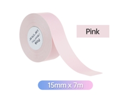 Papel de Etiqueta Térmico Contínuo Autoadesivo 15mmx7m Rosa Compatível com Marklife P11/p12/p15 e Deli Q2/q3