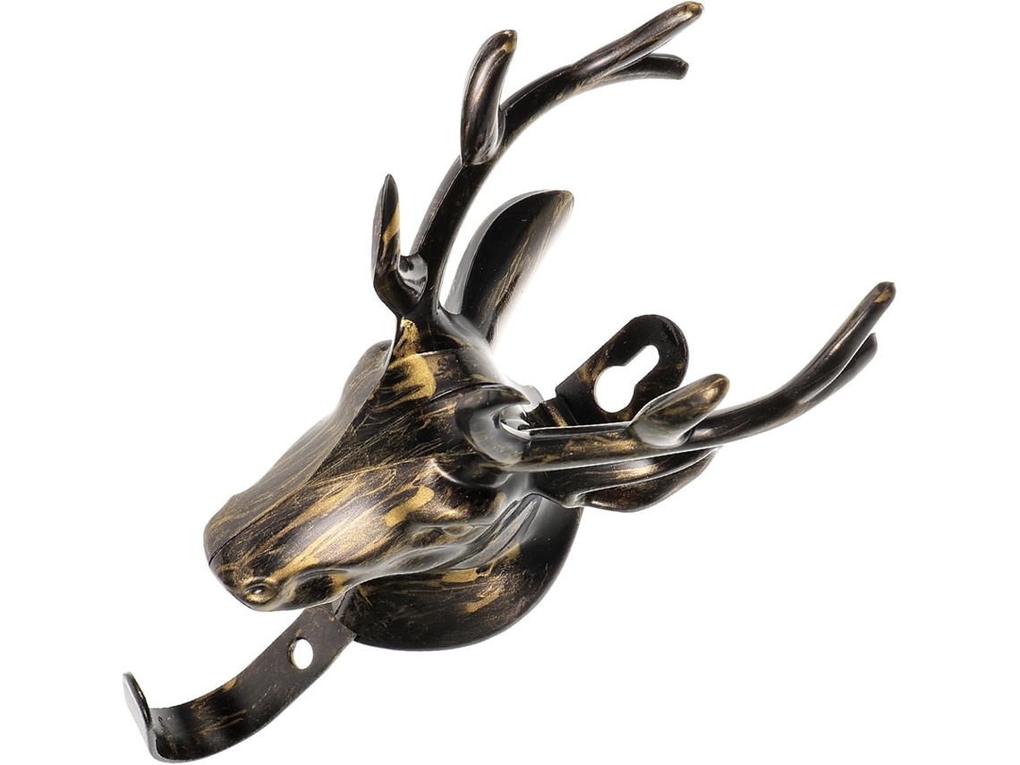 Gancho Parede Decorativo Multifuncional Plástico Acabamento Cobre Dourado Formato Exclusivo Chifre Veado GOKOCO