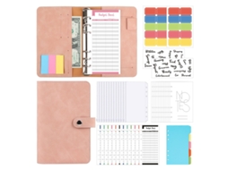 Conjunto Dousha Rosa, Caderno De Folhas Soltas A6 Com Clipe, Revestido Em Couro Pu Macio, Dinheiro