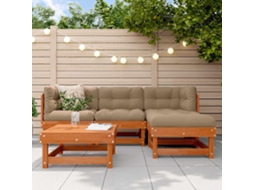 Vidaxl Conjunto De Lounge De Jardim 5 Pcs Castanho Cera
