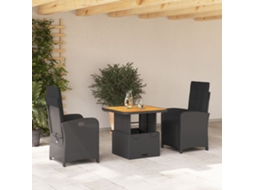 Conjunto de Jantar para Jardim HARLANV1 com Almofadões Vime Pe Preto