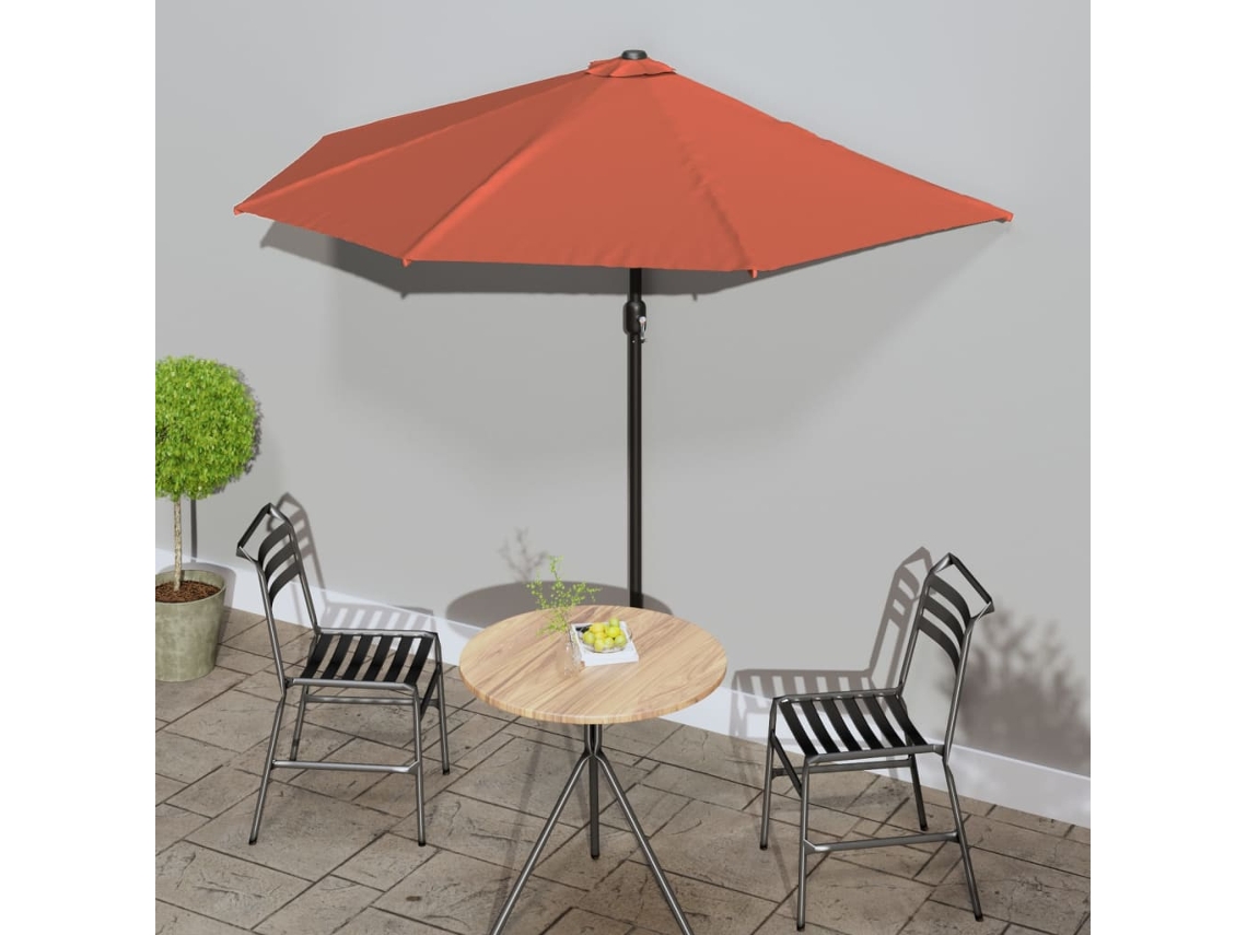 Guarda Sol | Para Sol | Toldo De Vela Poste Alumínio Semicircular 270x144x222 Cm Terracota Wsd823175 Lovely Home