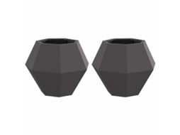 Conjunto 2 Vaso De Exterior Vidaxl Preto Aço (50 X 50 X 40 Cm)