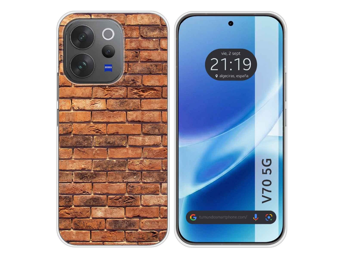 Capa Tumundosmartphone De Silicone Para Vivo V70 5g Com Design De Tijolos 4 Desenhos