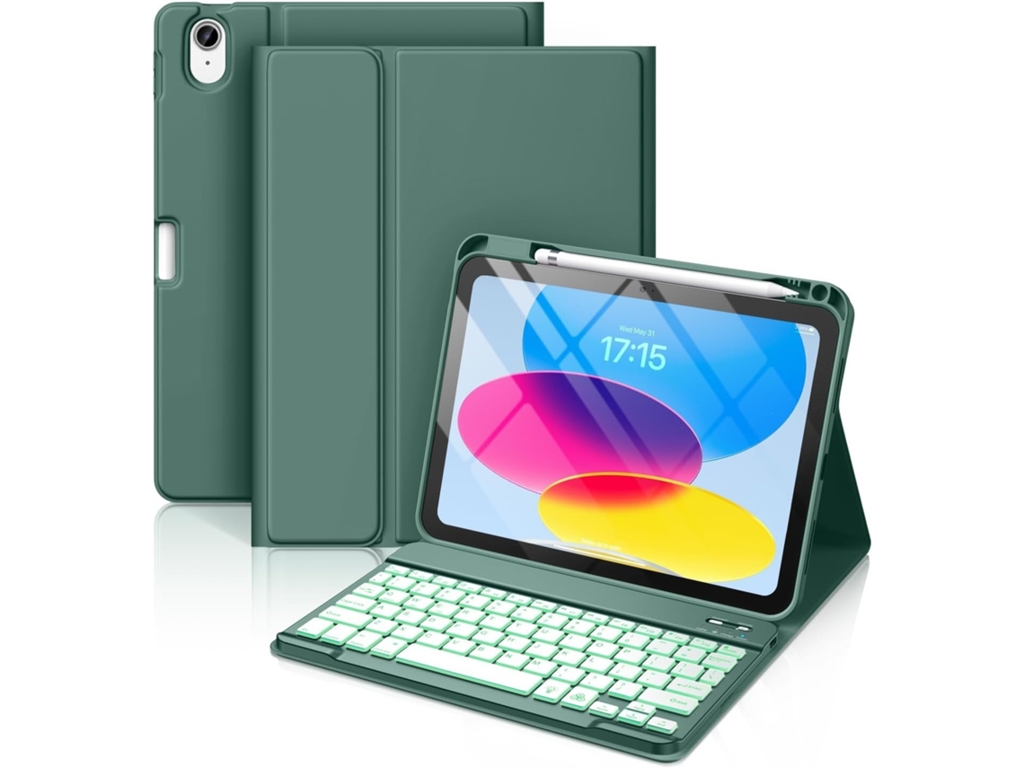 Capa Com Teclado Bluetooth Retroiluminado Para Redmi Pad 2 11 Polegadas Caneta Stylus Não Incluída (português-verde)