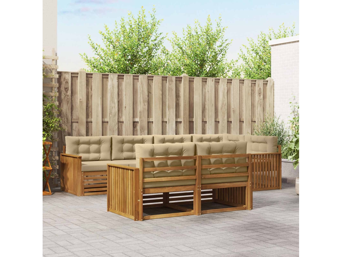 Vidaxl Conjunto De Sofás Para Exterior 7 Unid. Natural E Bege