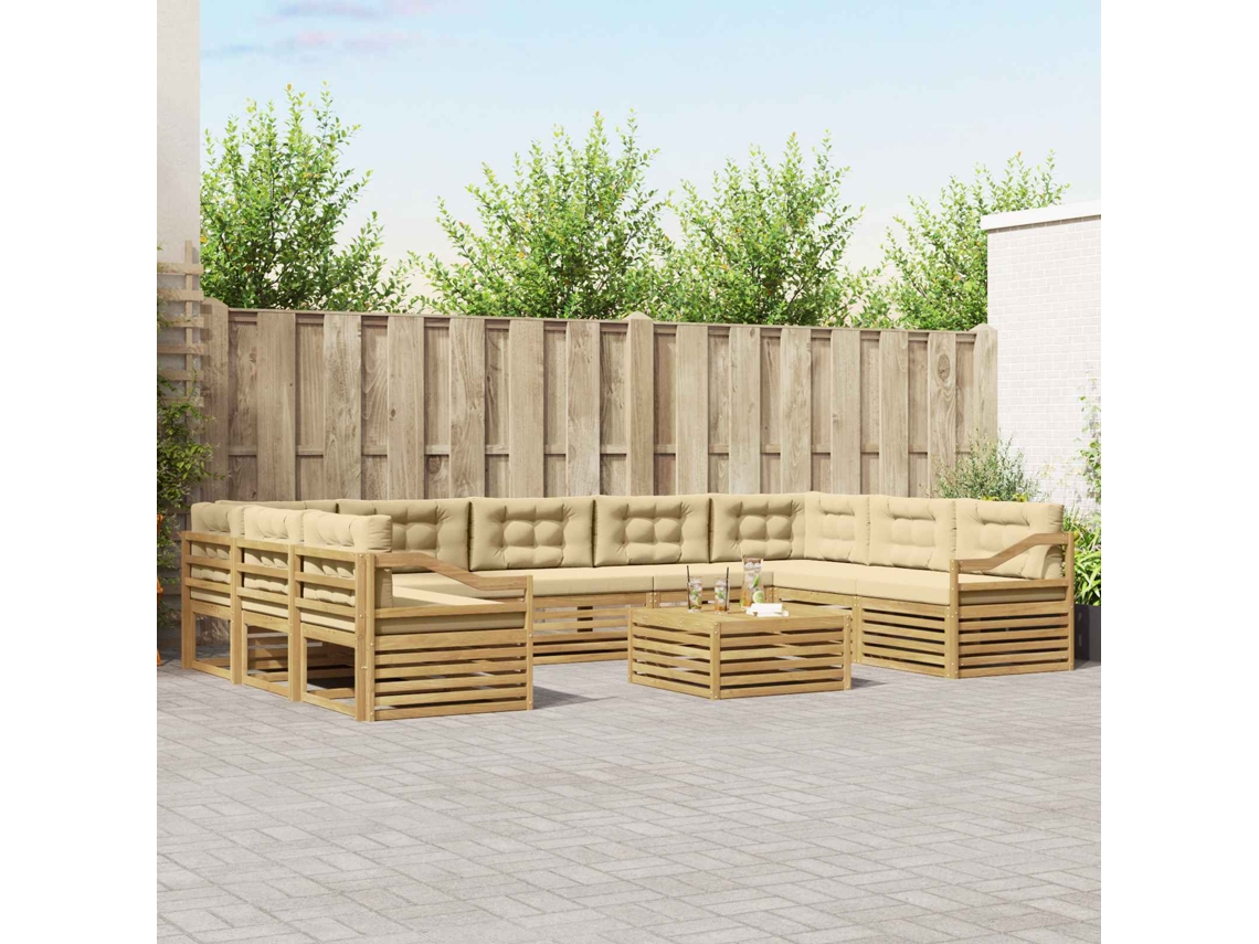 Vidaxl Conjunto De Sofás Para Exterior 10 Unid. Branco E Bege