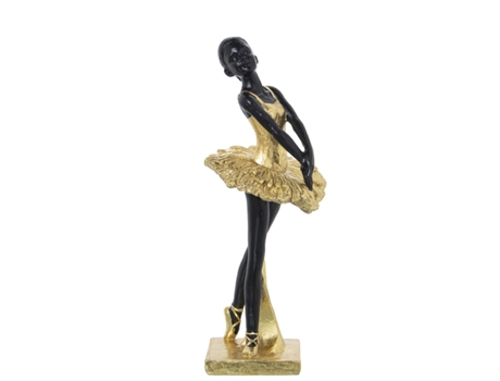 Figura Bailarina Resina Dourada/Negra 50462 EXCLUSIVAS CAMACHO