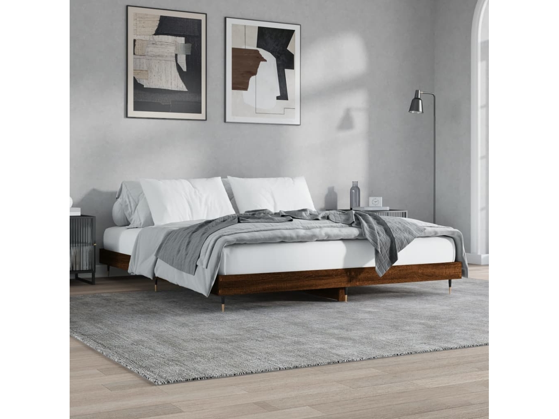 Estrutura Cama Sem Colchão 200x200 Cm Carvalho Castanho