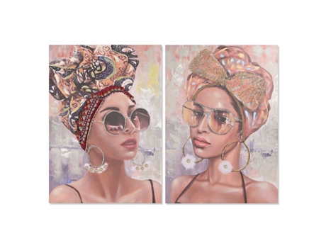 Pintura HOME ESPRIT Colonial Africana 70x3x100 cm 2 Unidades