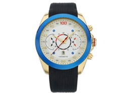 Relógio de quartzo à prova d'água e moderno para homens com pulseira de silicone macia (dourado e azul)