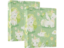 Pasta Caderno Com Estampa Unicórnio Verde Fluorescente, 3,8cm 1-1 2 Polegadas, 3 Argolas Com Prancheta