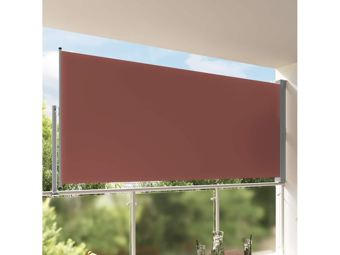 Vidaxl Toldo Lateral Retrátil Para Pátio 160x300 Cm Castanho