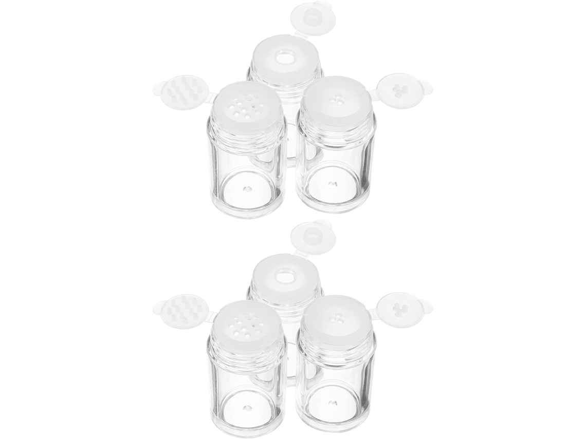 Conjunto De 6 Elegantes Frascos De Plástico Para Pó Cosmético Com Tampas