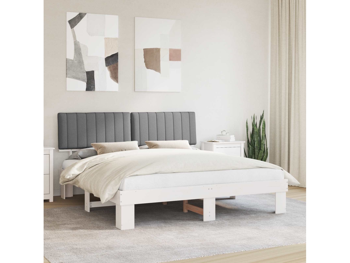 Vidaxl Estrutura De Cama Com Cabeceira Estofada Cinzento-claro