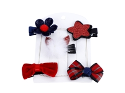 Conjunto De 5 Clipes De Cabelo Laxiscreed Com Laço E Flor Vermelha Para Raparigas
