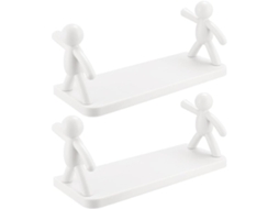 Mikikit Conjunto De 2-prateleiras Flutuantes Parede Para Banheiro E Lavanderia, Fácil Instalação, Material Pp Branco
