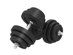 Conjunto de Halteres Pesos Fitness 40kg Ajustável Musculação com Barra Aço e Discos para Ginásio Casa Preto e Prata FYNTERA EUROPA