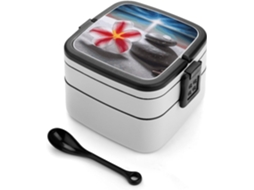 Marmita Bento De Dupla Camada Com Flores Tropicais E Pedra Zen, Moderna E Minimalista, Empilhável, À Prova De Vazamentos