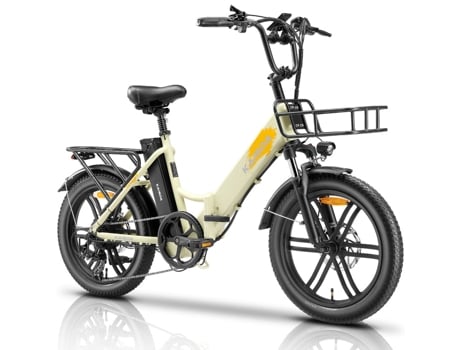 Bicicleta Elétrica Urbana Feminina Kaisda K201, 250w, 36v, 20,8ah, Pneus 203,0, Bege.