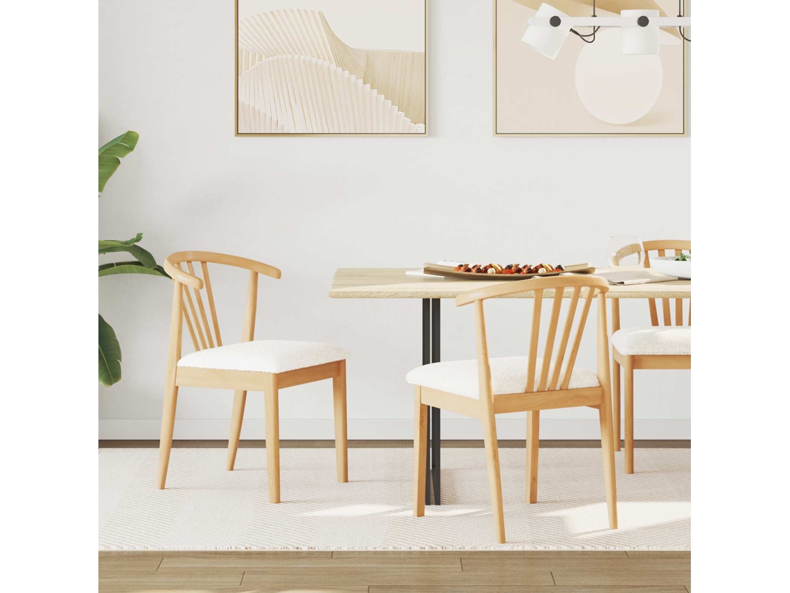 Vidaxl Cadeira De Jantar 2 Pcs Natural E Branco