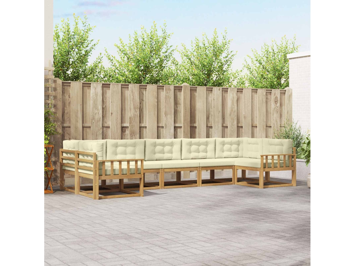 Vidaxl Conjunto De Sofás Para Exterior 7 Unid. Branco E Creme