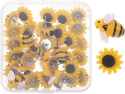 Decorativas Tachinhas De Girassol E Abelha Para Quadros Cortiça, Seguras E Leves Para Fotos Recados, Design Criativo