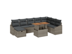 Conjunto 9 Sofá De Jardim Vidaxl Cinzento Vime Pe (100 X 55 X 73 Cm)