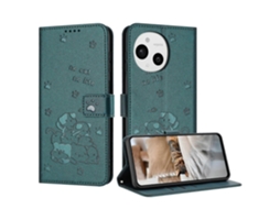 Capa De Couro Para Celular Com Estampa De Gatinho E Cordão