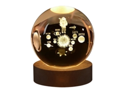 2026 luz Noturna de Cristal 3d com Base de Madeira, Esfera Luminosa Gravada Interna para Decoração Residencial