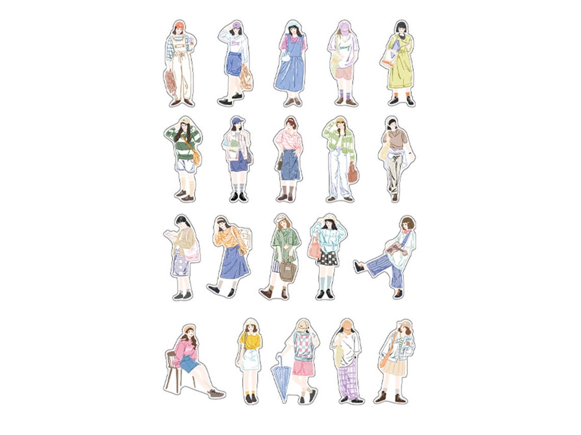 40 adesivos de personagens menina para scrapbook | S/MARCA