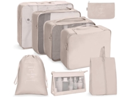 Conjunto De 8 Organizadores De Mala, Com Compressão, Impermeável, Para Organizar Roupas, Calçado E Acessórios Em Viagem