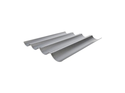 Rebe placa para Assar 4 Baguetes Linjou, Antiaderente, Perfurada, Metal, 37,5x32,5x2,5cm, Prata