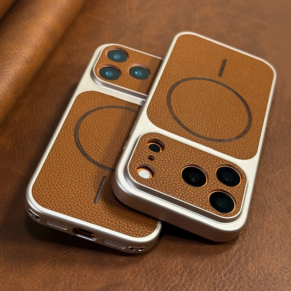 Capa Protetora Com Carregamento Sem Fio Magnético Magsafe (marrom) Para Iphone 17 Pro Max
