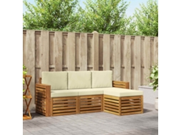 Vidaxl Conjunto De Sofás Para Exterior 4 Unid. Natural E Creme