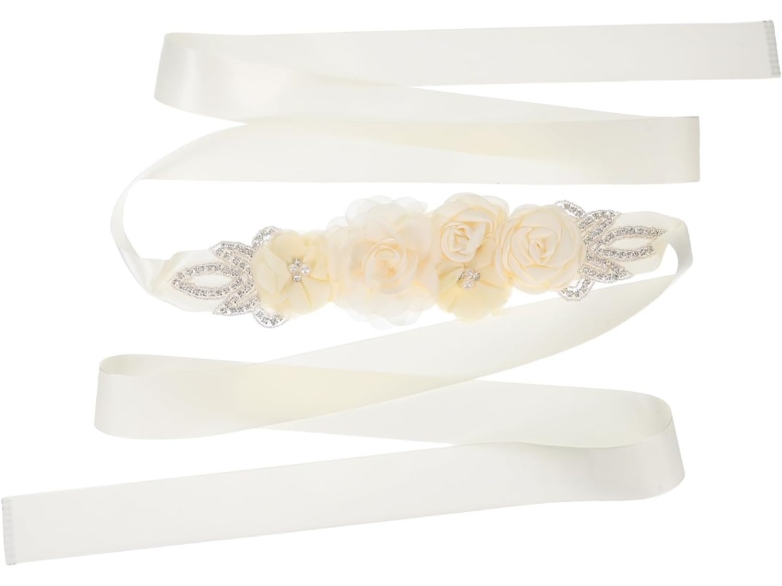 Cinto De Noiva Brilhante Com Flores E Pérolas Para Vestido De Noiva De Gestante