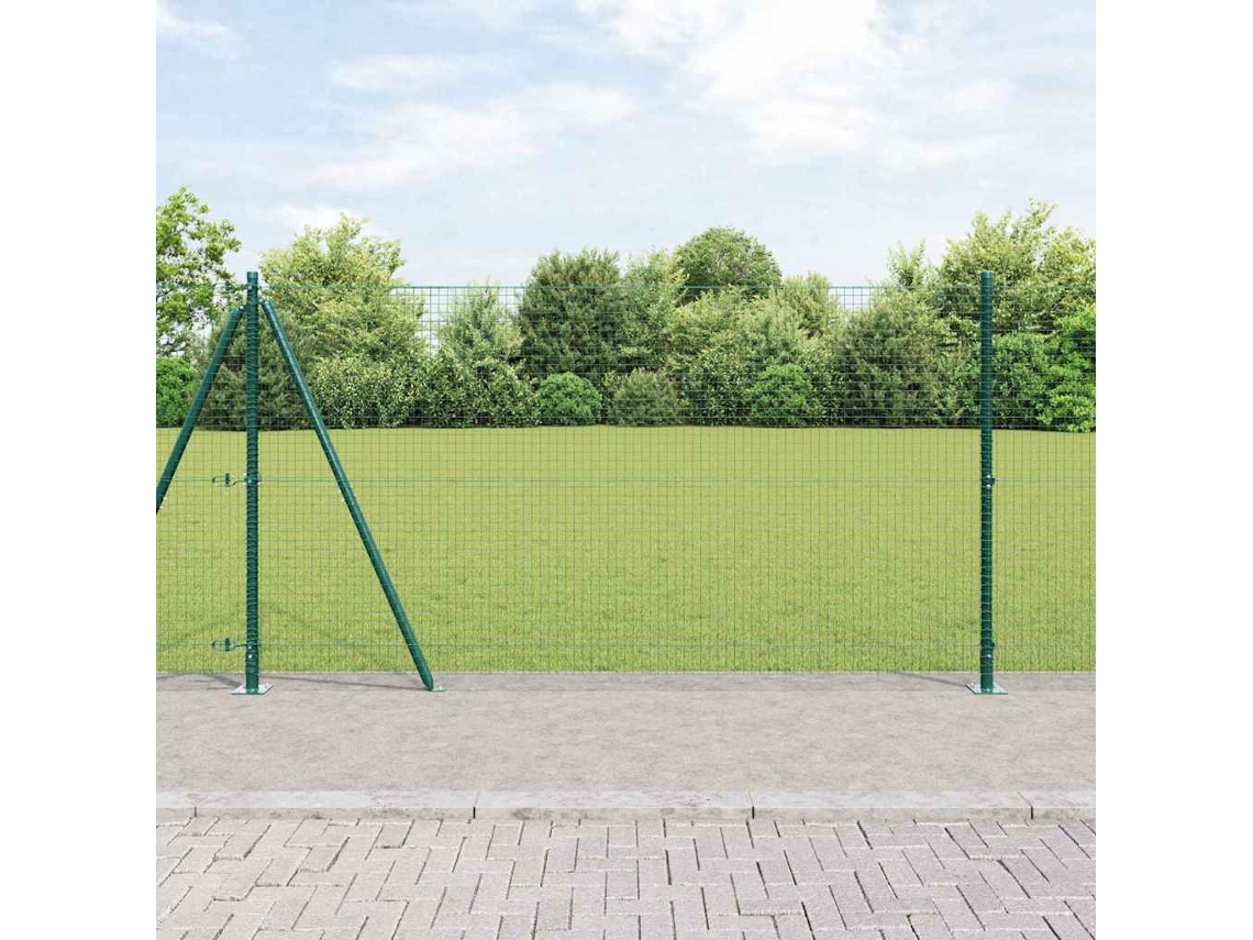 Vidaxl Cerca De Arame Soldado Com Base De Concreto 25 X 1,2 M Verde