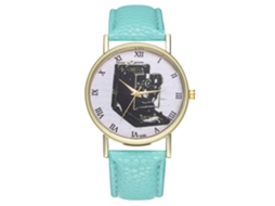 Relógio Analógico de Pulso com Pulseira Pu Quartzo, Estilo Clássico, Mostrador Grande (menta)