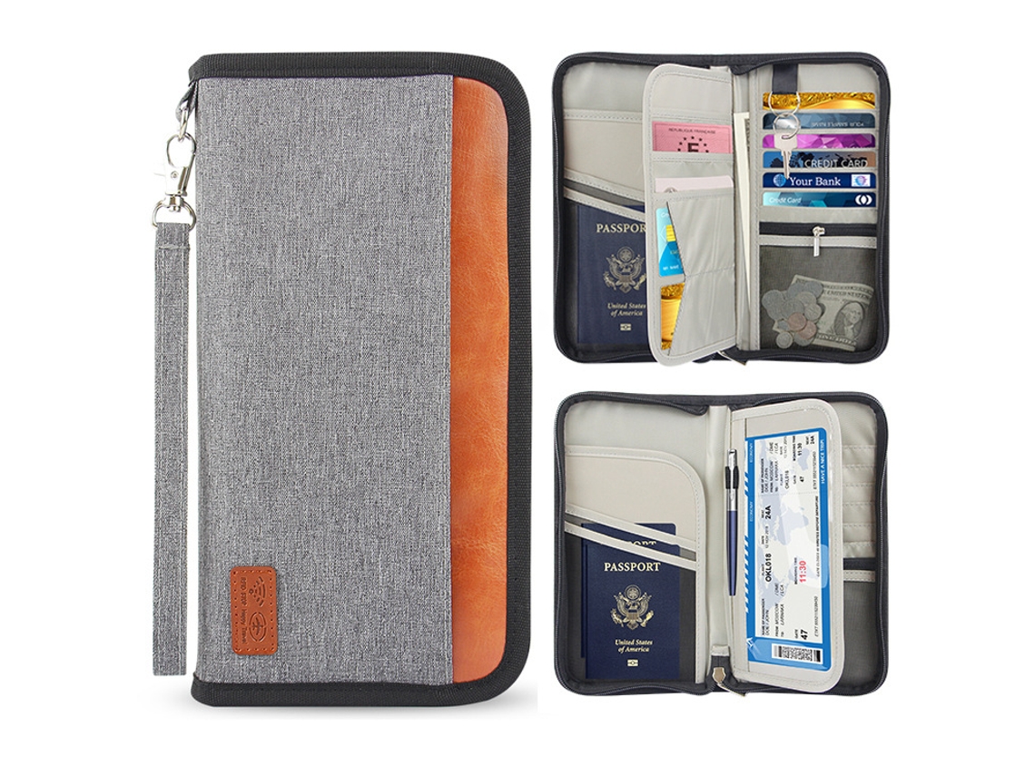 Mala De Viagem(cinza), Porta-passaporte Familiar, Documentos De Viagem Ou